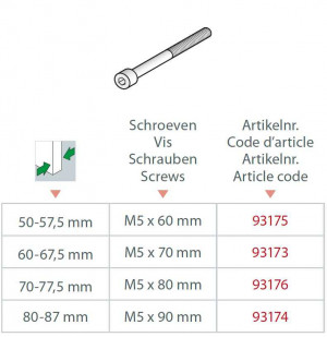 Cilinderkopschr. M5x90 voor VH roz. dd 80-87,5 mm